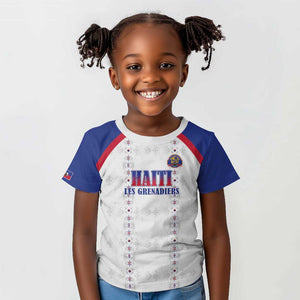 Custom Afro-Haitians Football Pride Kid T shirt Les Grenadiers Veve Vodou White Version - African Pride