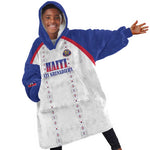 Custom Afro-Haitians Football Pride Kid Wearable Blanket Hoodie Les Grenadiers Veve Vodou White Version - African Pride