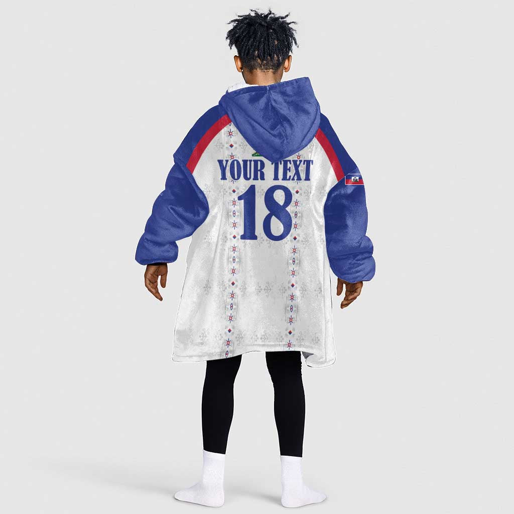 Custom Afro-Haitians Football Pride Kid Wearable Blanket Hoodie Les Grenadiers Veve Vodou White Version - African Pride