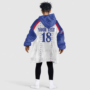 Custom Afro-Haitians Football Pride Kid Wearable Blanket Hoodie Les Grenadiers Veve Vodou White Version - African Pride
