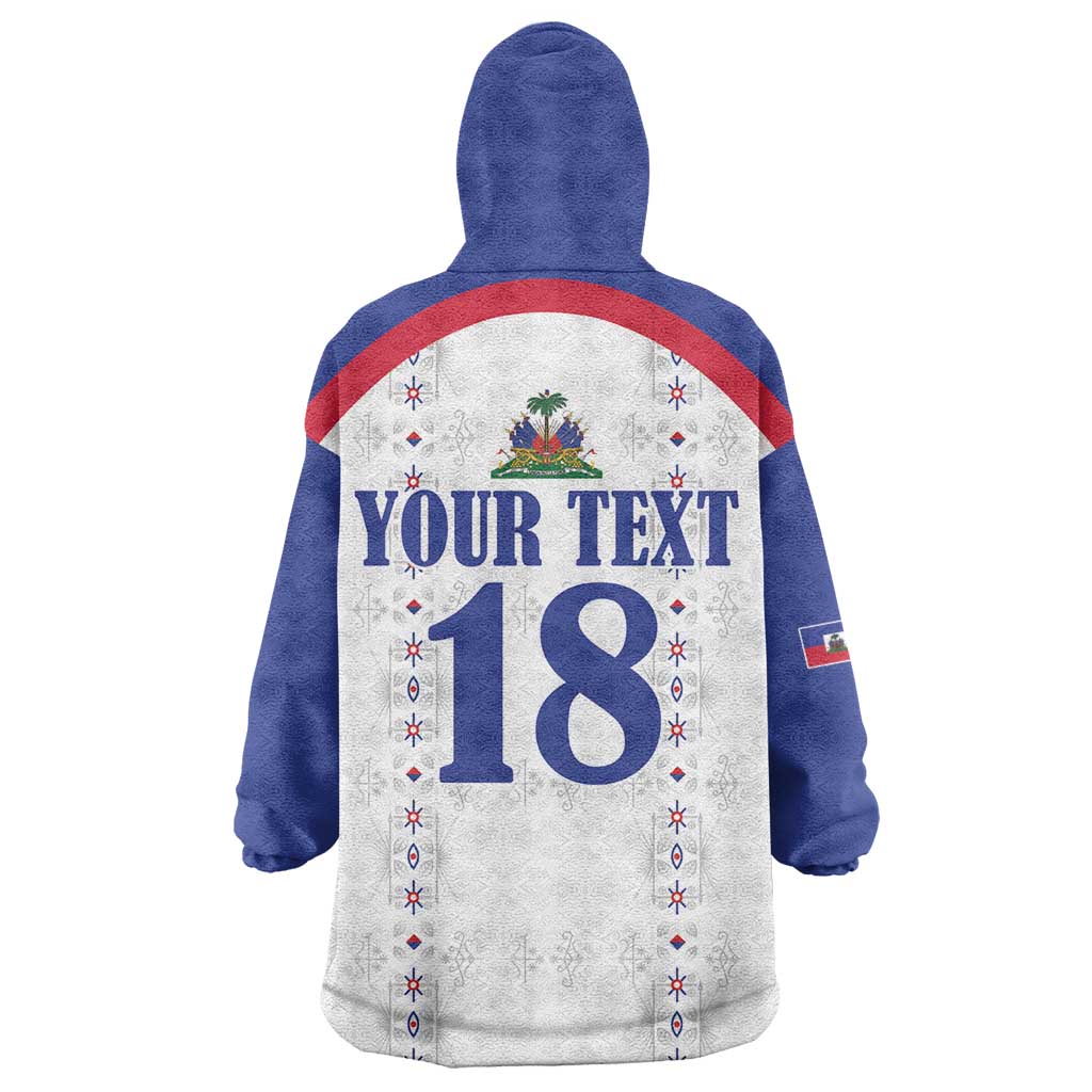 Custom Afro-Haitians Football Pride Kid Wearable Blanket Hoodie Les Grenadiers Veve Vodou White Version - African Pride