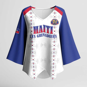 Custom Afro-Haitians Football Pride Kimono Sleeve Blouse Les Grenadiers Veve Vodou White Version