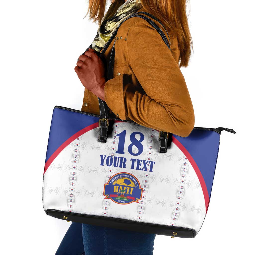 Custom Afro-Haitians Football Pride Leather Tote Bag Les Grenadiers Veve Vodou White Version - African Pride