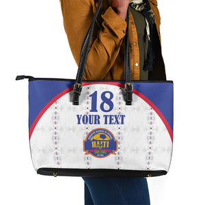 Custom Afro-Haitians Football Pride Leather Tote Bag Les Grenadiers Veve Vodou White Version - African Pride