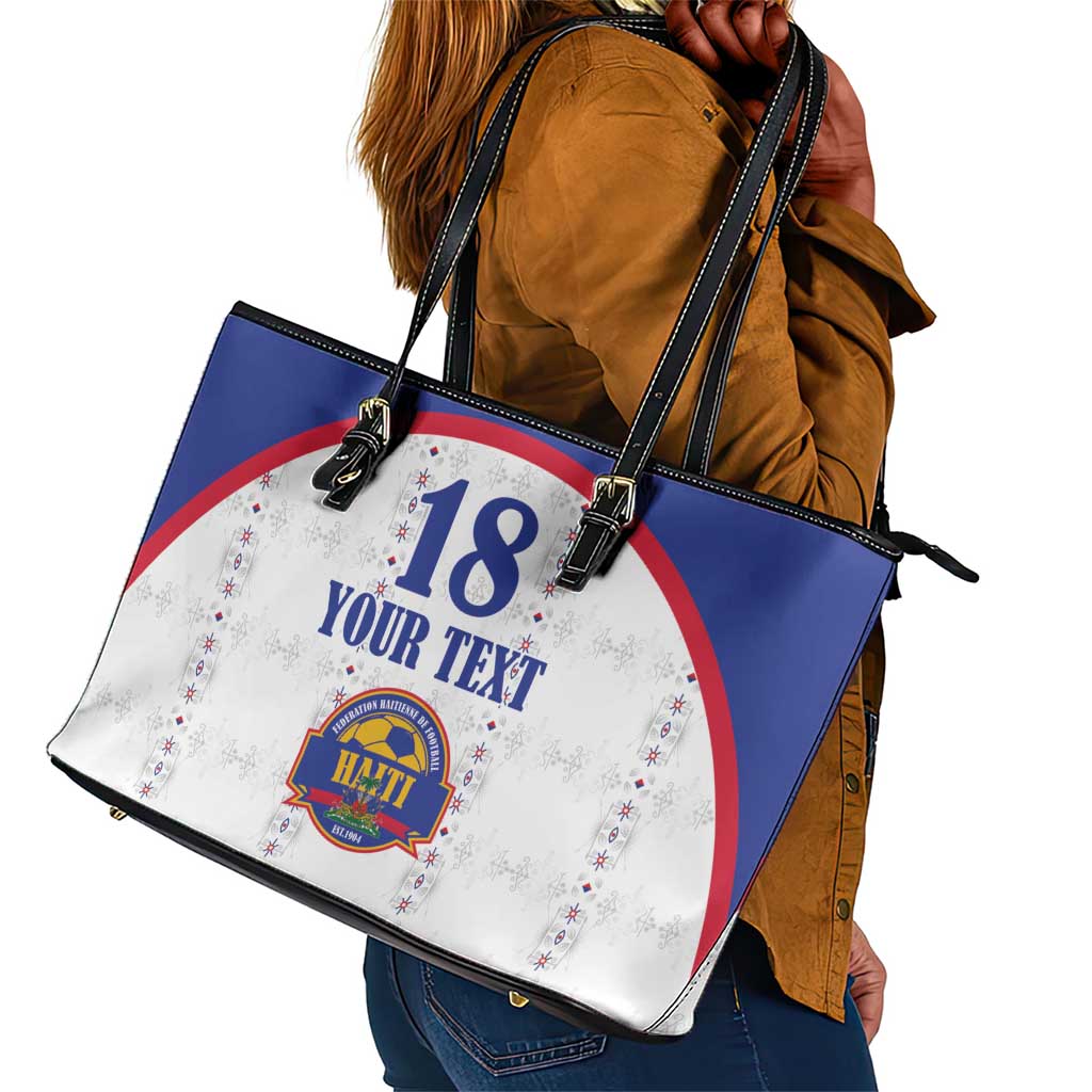 Custom Afro-Haitians Football Pride Leather Tote Bag Les Grenadiers Veve Vodou White Version - African Pride