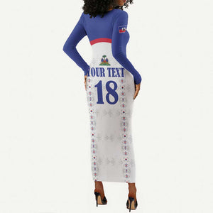 Custom Afro-Haitians Football Pride Long Sleeve Bodycon Dress Les Grenadiers Veve Vodou White Version - African Pride
