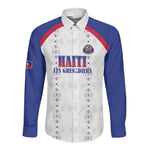 Custom Afro-Haitians Football Pride Long Sleeve Button Shirt Les Grenadiers Veve Vodou White Version - African Pride