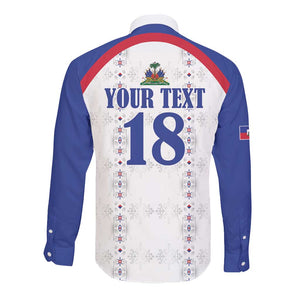 Custom Afro-Haitians Football Pride Long Sleeve Button Shirt Les Grenadiers Veve Vodou White Version - African Pride