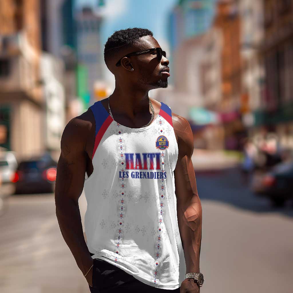 Custom Afro-Haitians Football Pride Men Tank Top Les Grenadiers Veve Vodou White Version - African Pride