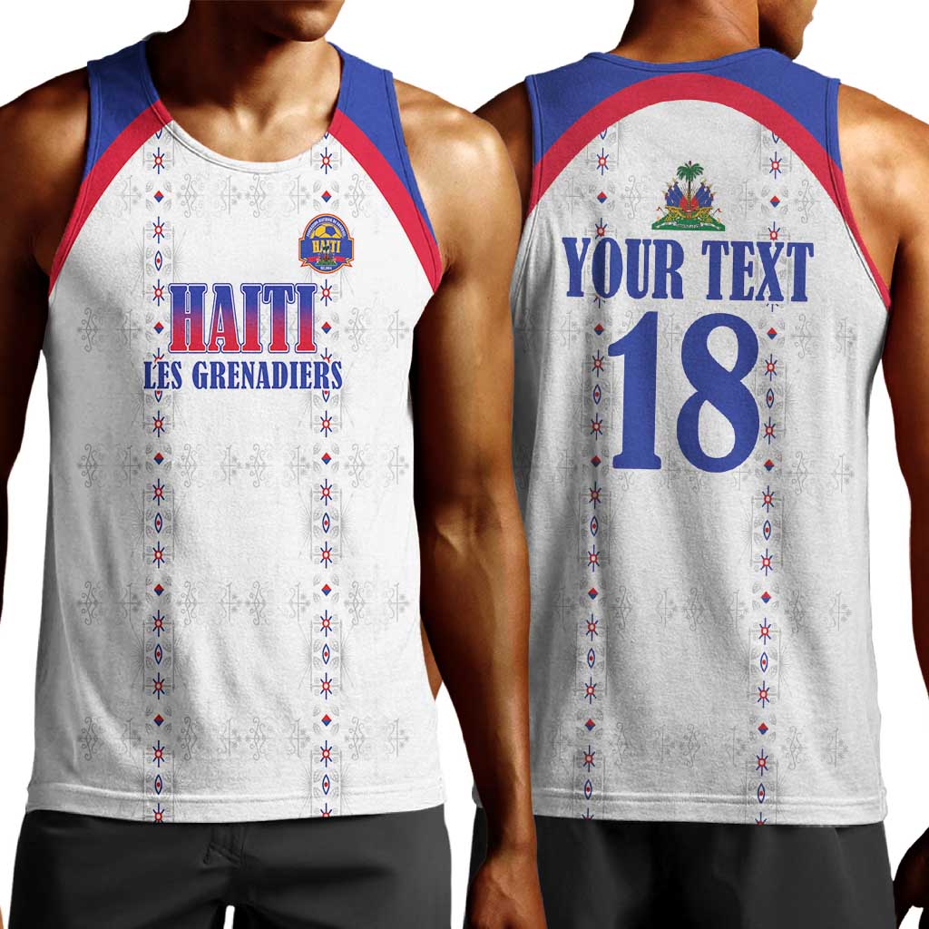 Custom Afro-Haitians Football Pride Men Tank Top Les Grenadiers Veve Vodou White Version - African Pride