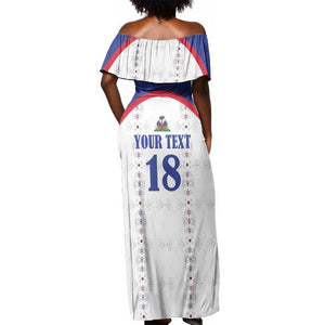 Custom Afro-Haitians Football Pride Off Shoulder Maxi Dress Les Grenadiers Veve Vodou White Version - African Pride