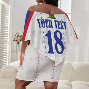 Custom Afro-Haitians Football Pride Off Shoulder Short Dress Les Grenadiers Veve Vodou White Version - African Pride