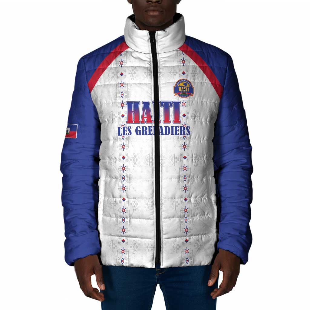 Custom Afro-Haitians Football Pride Padded Jacket Les Grenadiers Veve Vodou White Version