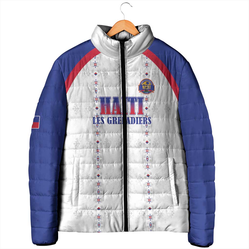 Custom Afro-Haitians Football Pride Padded Jacket Les Grenadiers Veve Vodou White Version