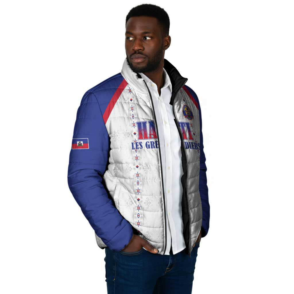 Custom Afro-Haitians Football Pride Padded Jacket Les Grenadiers Veve Vodou White Version