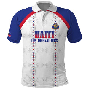 Custom Afro-Haitians Football Pride Polo Shirt Les Grenadiers Veve Vodou White Version - African Pride
