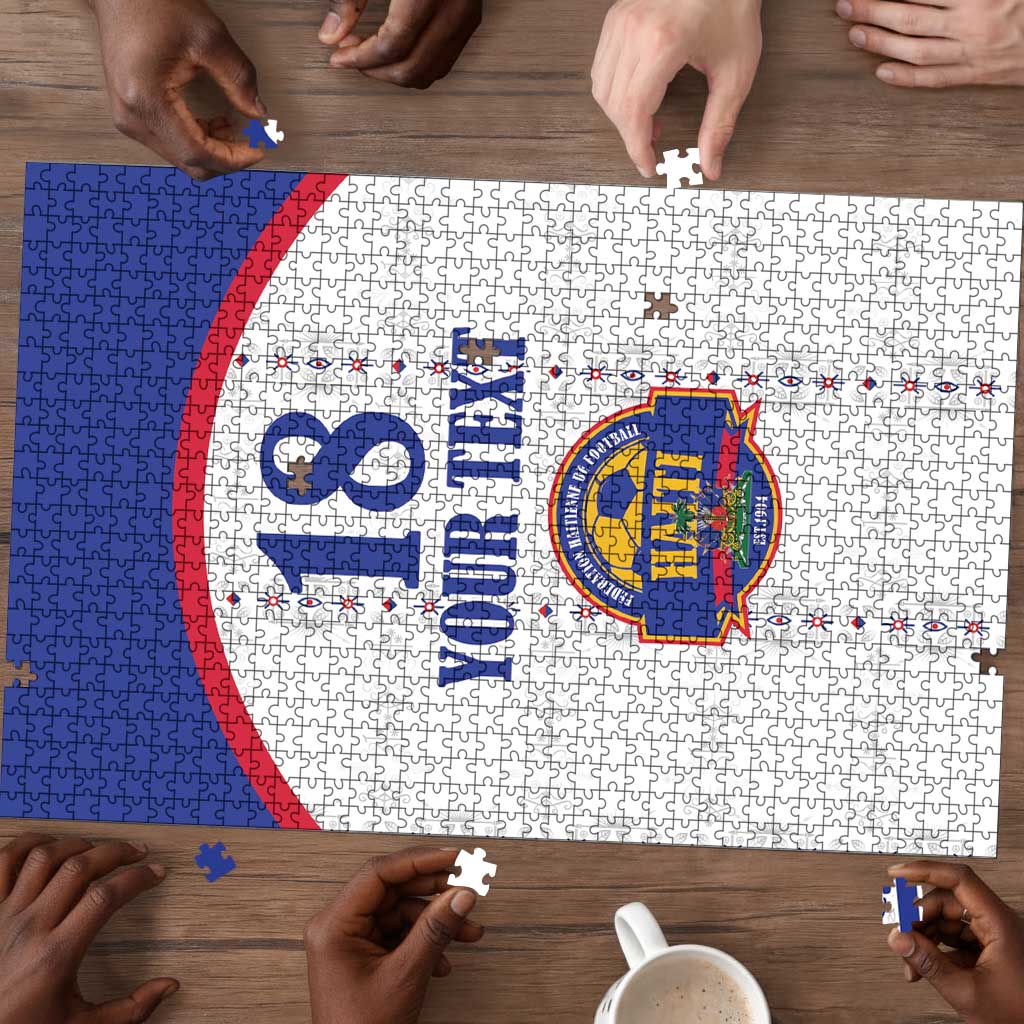 Custom Afro-Haitians Football Pride Puzzle Les Grenadiers Veve Vodou White Version