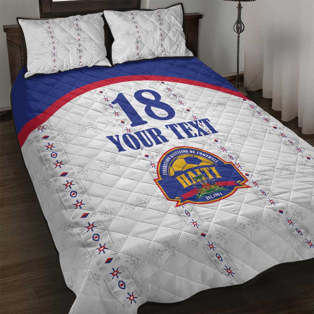 Custom Afro-Haitians Football Pride Quilt Bed Set Les Grenadiers Veve Vodou White Version - African Pride