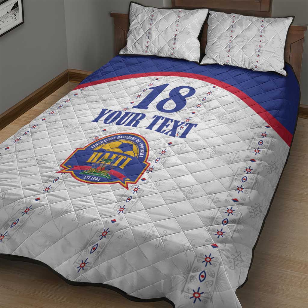 Custom Afro-Haitians Football Pride Quilt Bed Set Les Grenadiers Veve Vodou White Version - African Pride