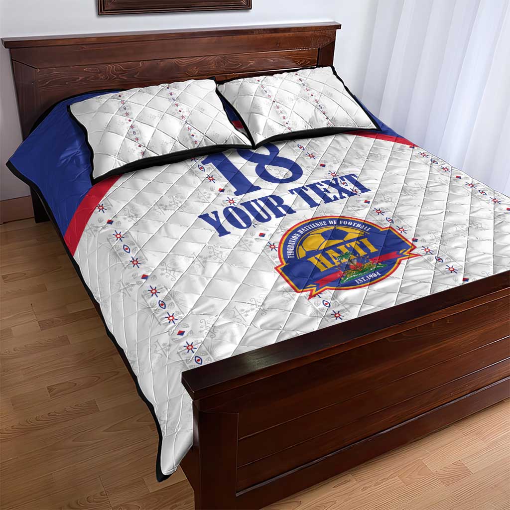 Custom Afro-Haitians Football Pride Quilt Bed Set Les Grenadiers Veve Vodou White Version - African Pride