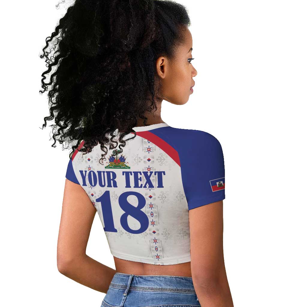 Custom Afro-Haitians Football Pride Raglan Cropped T shirt Les Grenadiers Veve Vodou White Version - African Pride