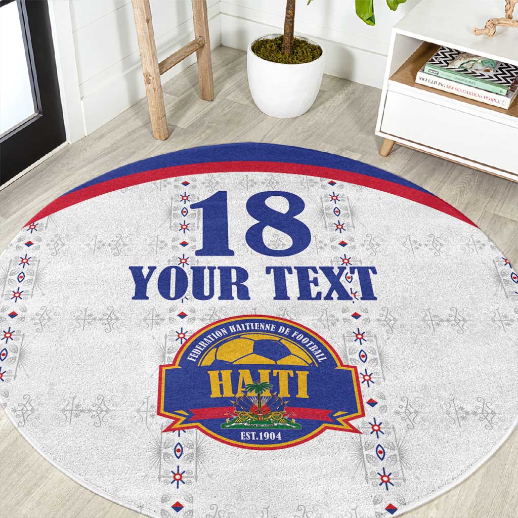 Custom Afro-Haitians Football Pride Round Carpet Les Grenadiers Veve Vodou White Version - African Pride
