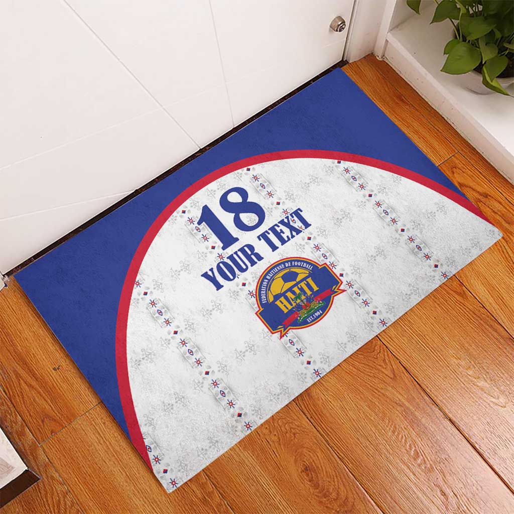 Custom Afro-Haitians Football Pride Rubber Doormat Les Grenadiers Veve Vodou White Version - African Pride