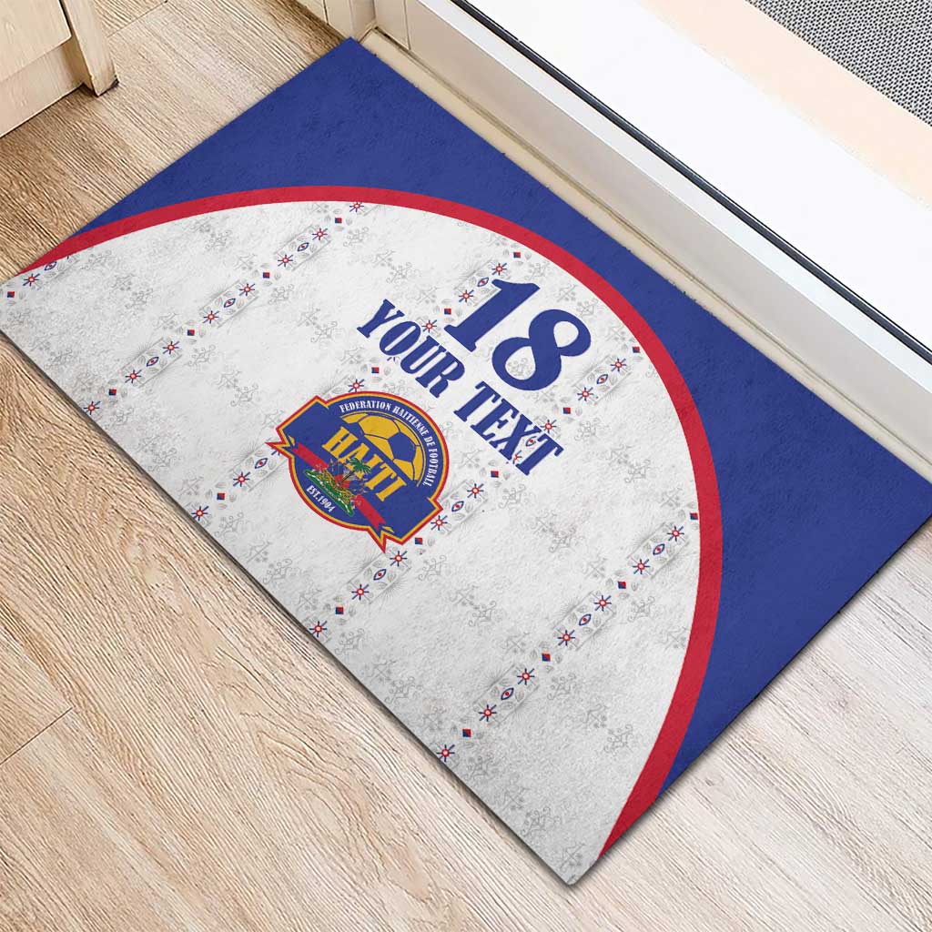 Custom Afro-Haitians Football Pride Rubber Doormat Les Grenadiers Veve Vodou White Version - African Pride