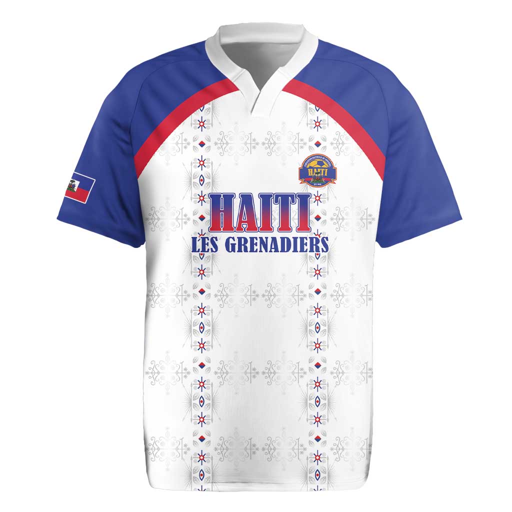 Custom Afro-Haitians Football Pride Rugby Jersey Les Grenadiers Veve Vodou White Version - African Pride