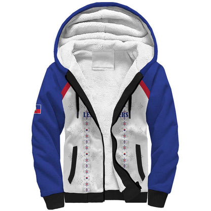 Custom Afro-Haitians Football Pride Sherpa Hoodie Les Grenadiers Veve Vodou White Version - African Pride