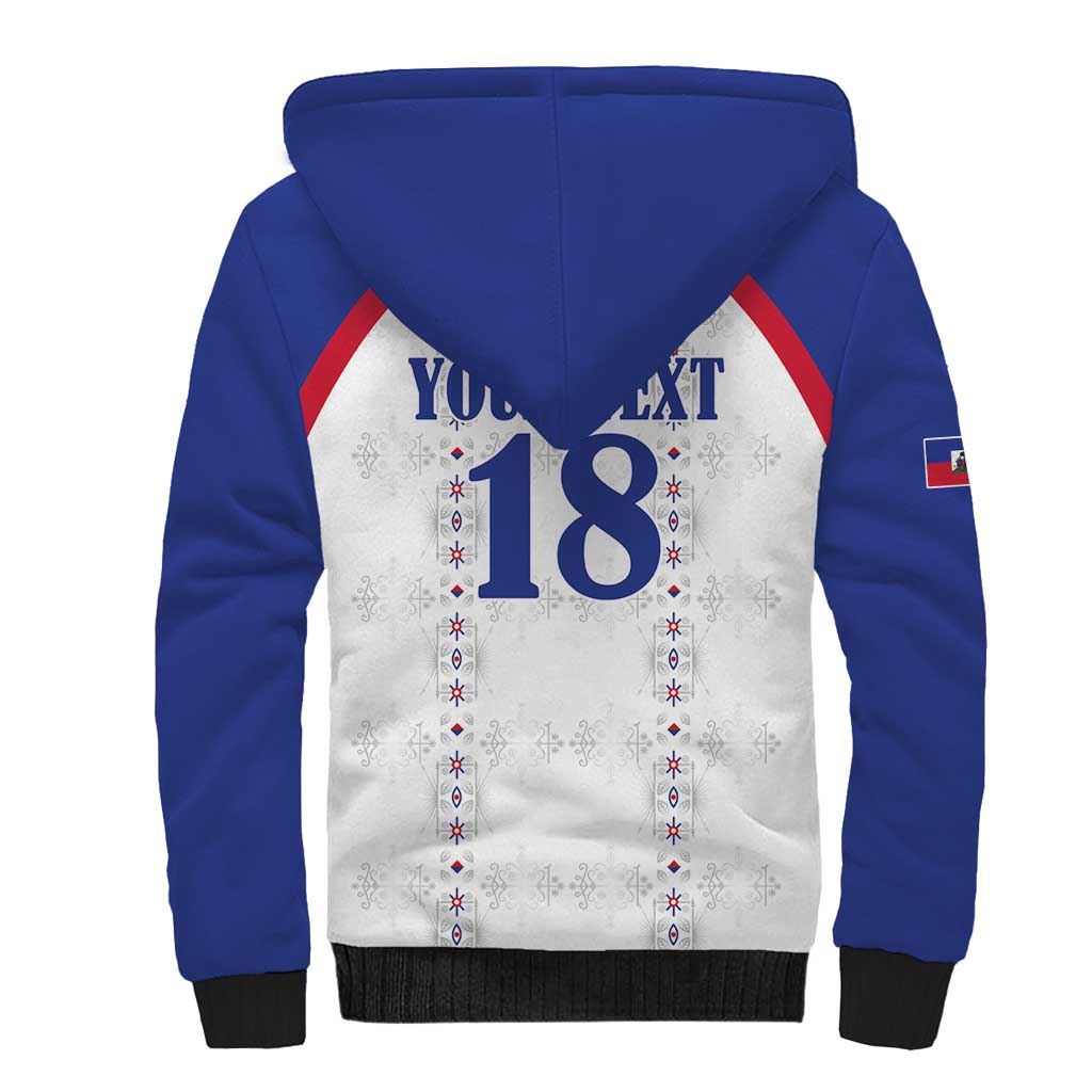 Custom Afro-Haitians Football Pride Sherpa Hoodie Les Grenadiers Veve Vodou White Version - African Pride