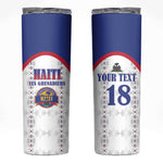 Custom Afro-Haitians Football Pride Skinny Tumbler Les Grenadiers Veve Vodou White Version - African Pride