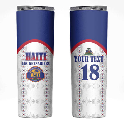 Custom Afro-Haitians Football Pride Skinny Tumbler Les Grenadiers Veve Vodou White Version - African Pride