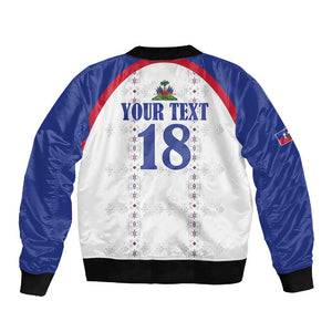 Custom Afro-Haitians Football Pride Sleeve Zip Bomber Jacket Les Grenadiers Veve Vodou White Version - African Pride