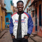 Custom Afro-Haitians Football Pride Sleeve Zip Bomber Jacket Les Grenadiers Veve Vodou White Version - African Pride