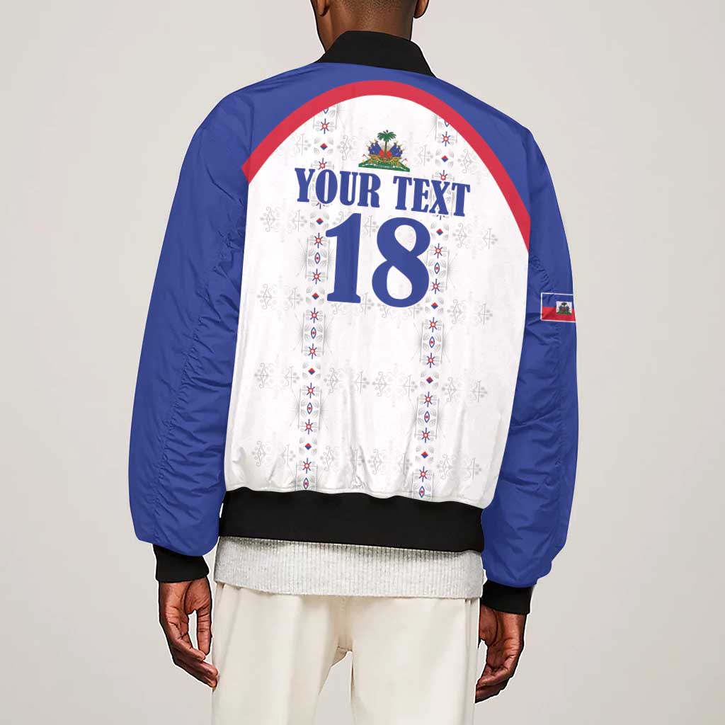 Custom Afro-Haitians Football Pride Sleeve Zip Bomber Jacket Les Grenadiers Veve Vodou White Version - African Pride