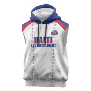 Custom Afro-Haitians Football Pride Sleeveless Hoodie Les Grenadiers Veve Vodou White Version - African Pride