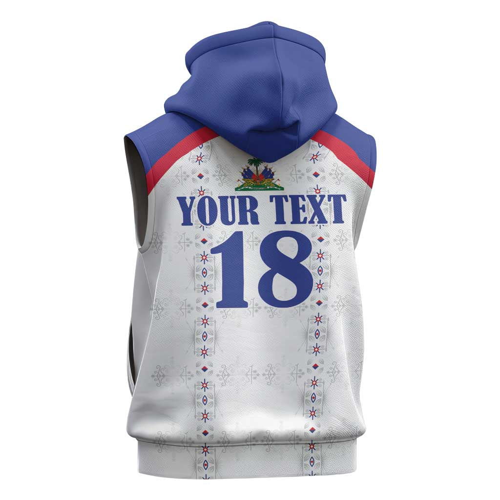 Custom Afro-Haitians Football Pride Sleeveless Zip Hoodie Les Grenadiers Veve Vodou White Version - African Pride