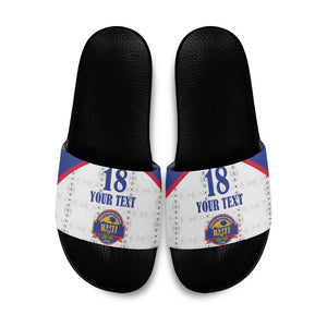 Custom Afro-Haitians Football Pride Slide Sandals Les Grenadiers Veve Vodou White Version