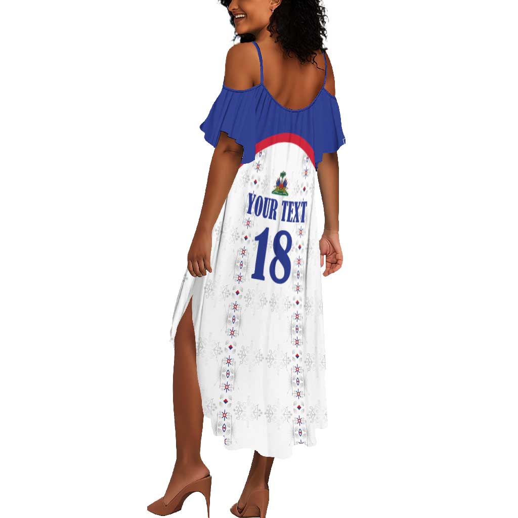 Custom Afro-Haitians Football Pride Summer Maxi Dress Les Grenadiers Veve Vodou White Version - African Pride