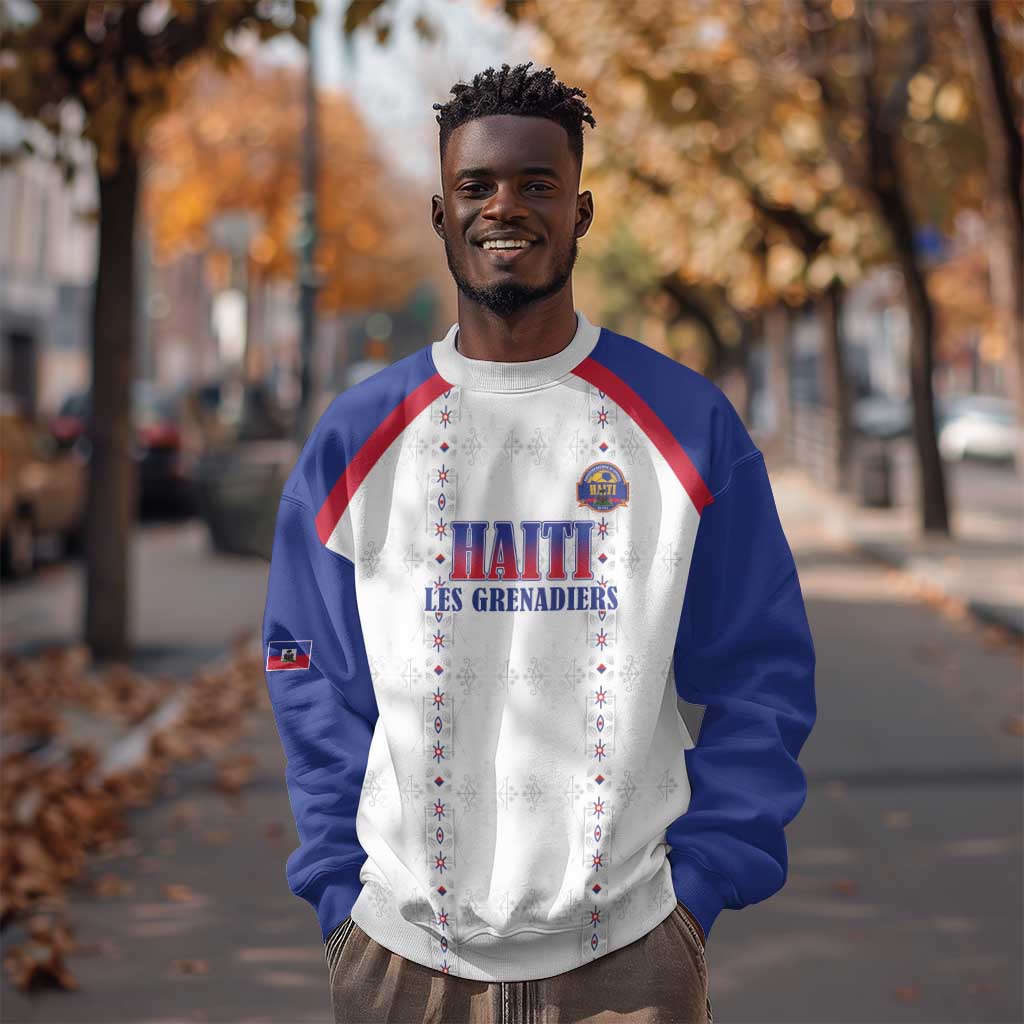 Custom Afro-Haitians Football Pride Sweatshirt Les Grenadiers Veve Vodou White Version - African Pride
