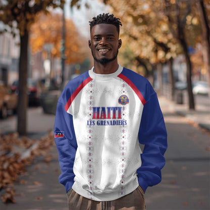 Custom Afro-Haitians Football Pride Sweatshirt Les Grenadiers Veve Vodou White Version - African Pride
