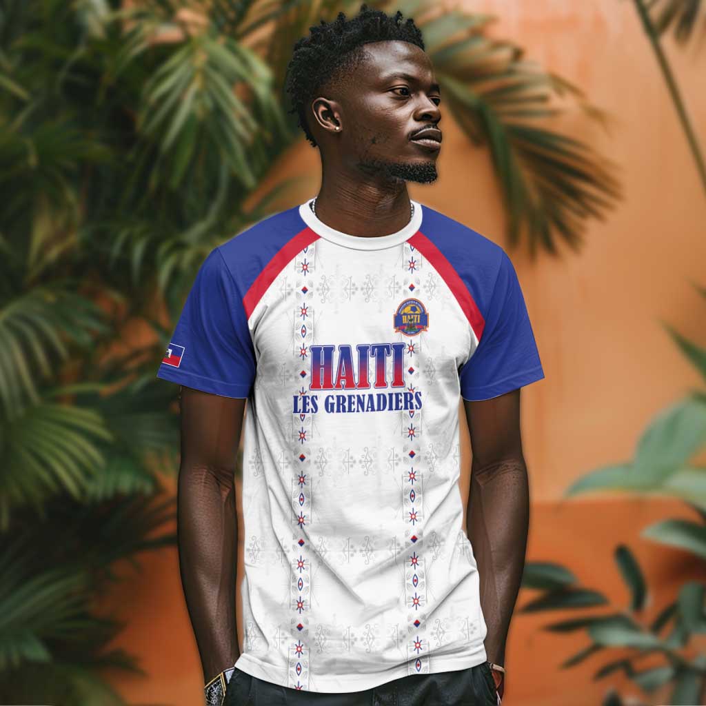 Custom Afro-Haitians Football Pride T shirt Les Grenadiers Veve Vodou White Version - African Pride