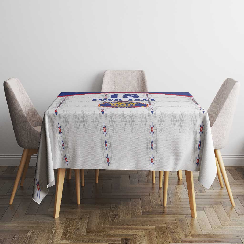 Custom Afro-Haitians Football Pride Tablecloth Les Grenadiers Veve Vodou White Version - African Pride