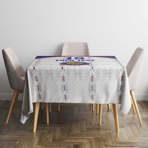 Custom Afro-Haitians Football Pride Tablecloth Les Grenadiers Veve Vodou White Version - African Pride