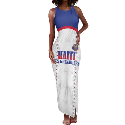 Custom Afro-Haitians Football Pride Tank Maxi Dress Les Grenadiers Veve Vodou White Version - African Pride