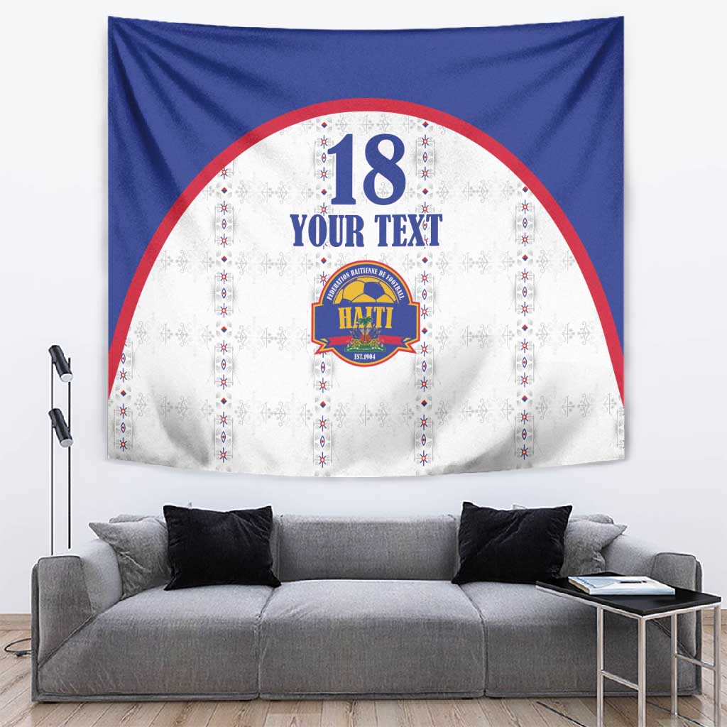 Custom Afro-Haitians Football Pride Tapestry Les Grenadiers Veve Vodou White Version - African Pride