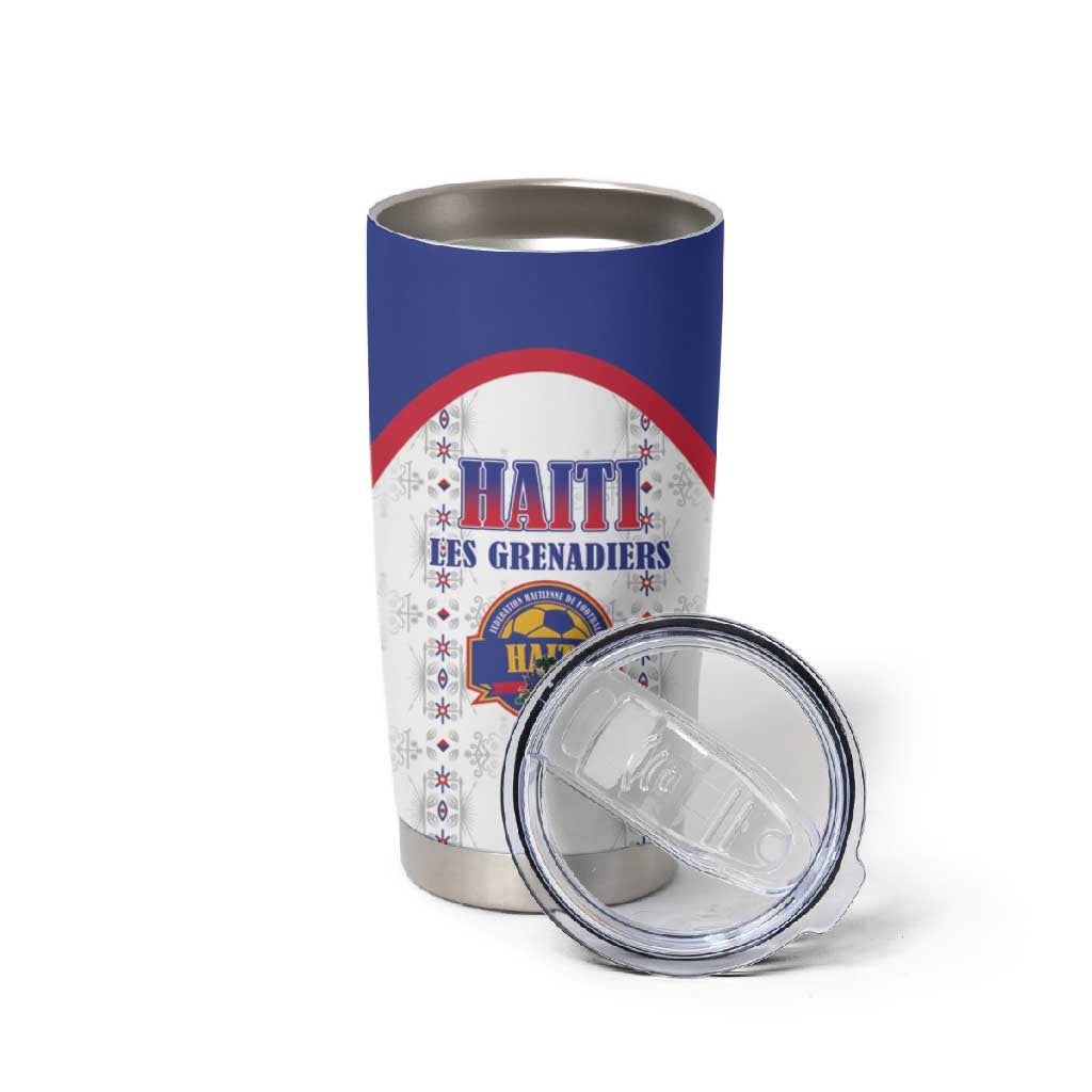 Custom Afro-Haitians Football Pride Tumbler Cup Les Grenadiers Veve Vodou White Version - African Pride