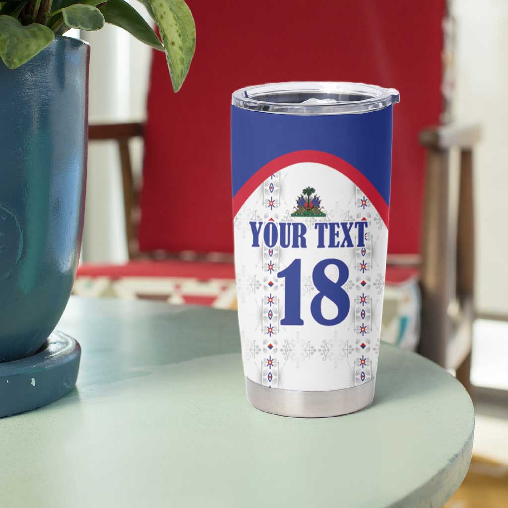 Custom Afro-Haitians Football Pride Tumbler Cup Les Grenadiers Veve Vodou White Version - African Pride