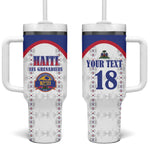 Custom Afro-Haitians Football Pride Tumbler With Handle Les Grenadiers Veve Vodou White Version - African Pride